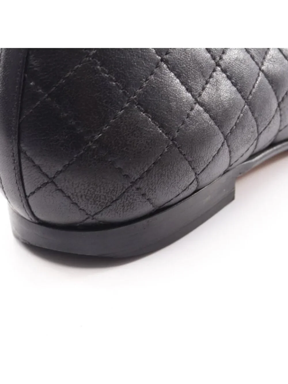 Chanel Loafers Quilted CC Logo Bk Leather
